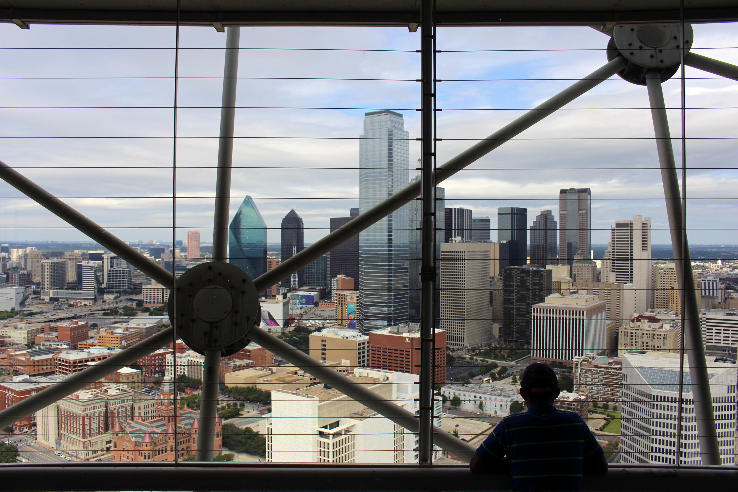 Dallas video production skyline viewed from Reunion Tower over downtown Dallas