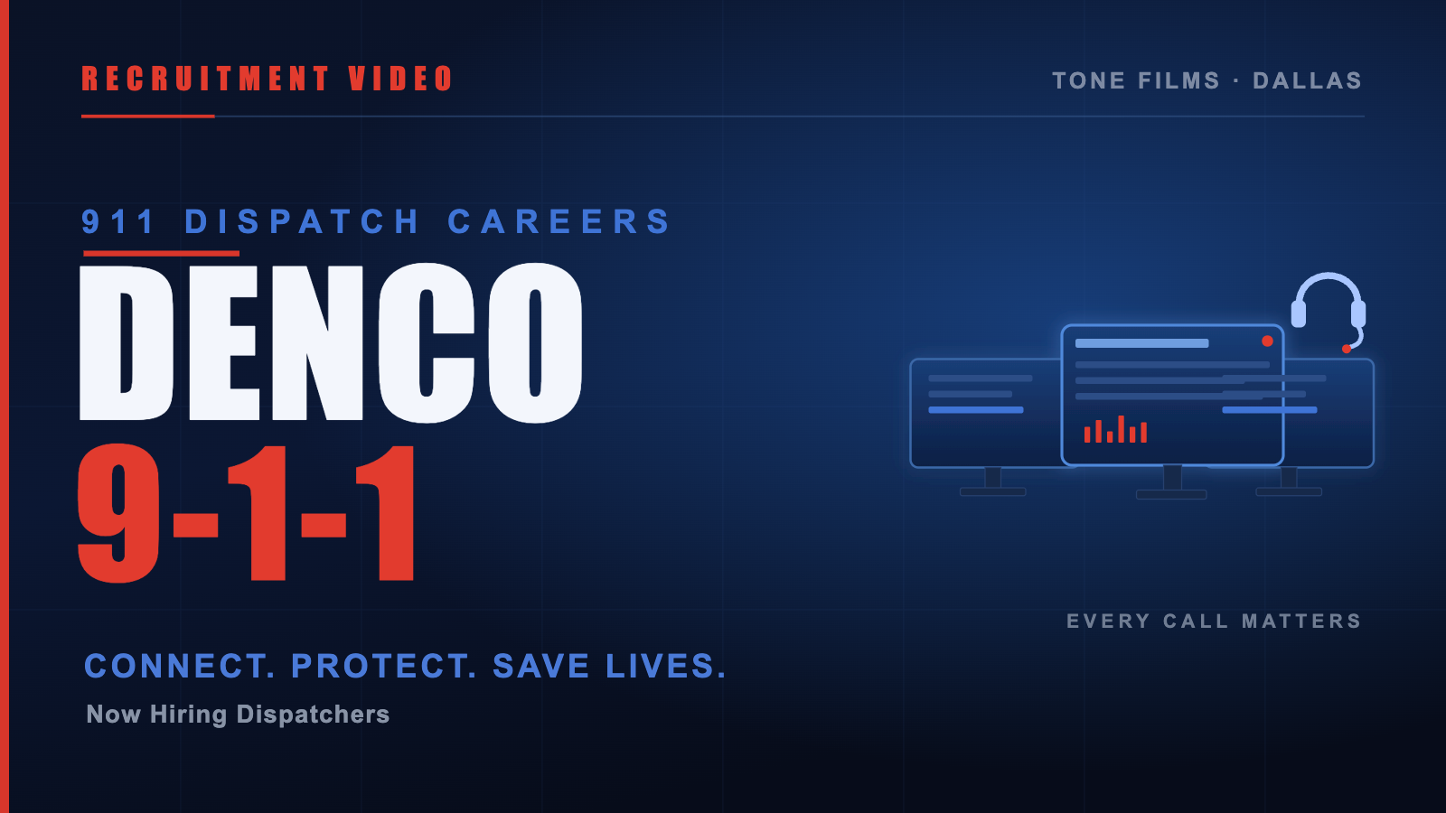 Police recruitment videos — Denco Area 9-1-1 dispatcher recruitment film by Tone Films