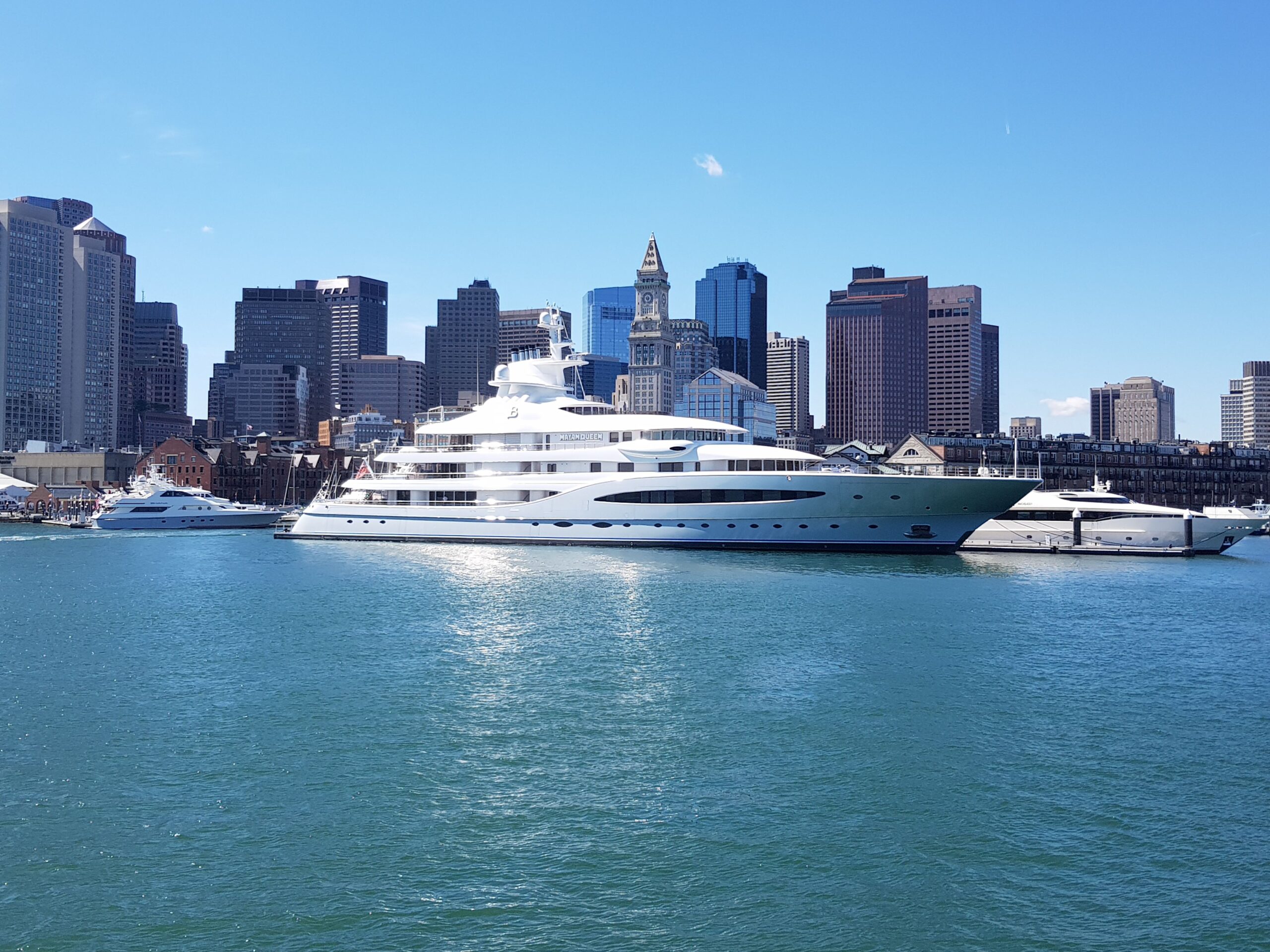 Boston video production crew filming a brand film with the Boston skyline